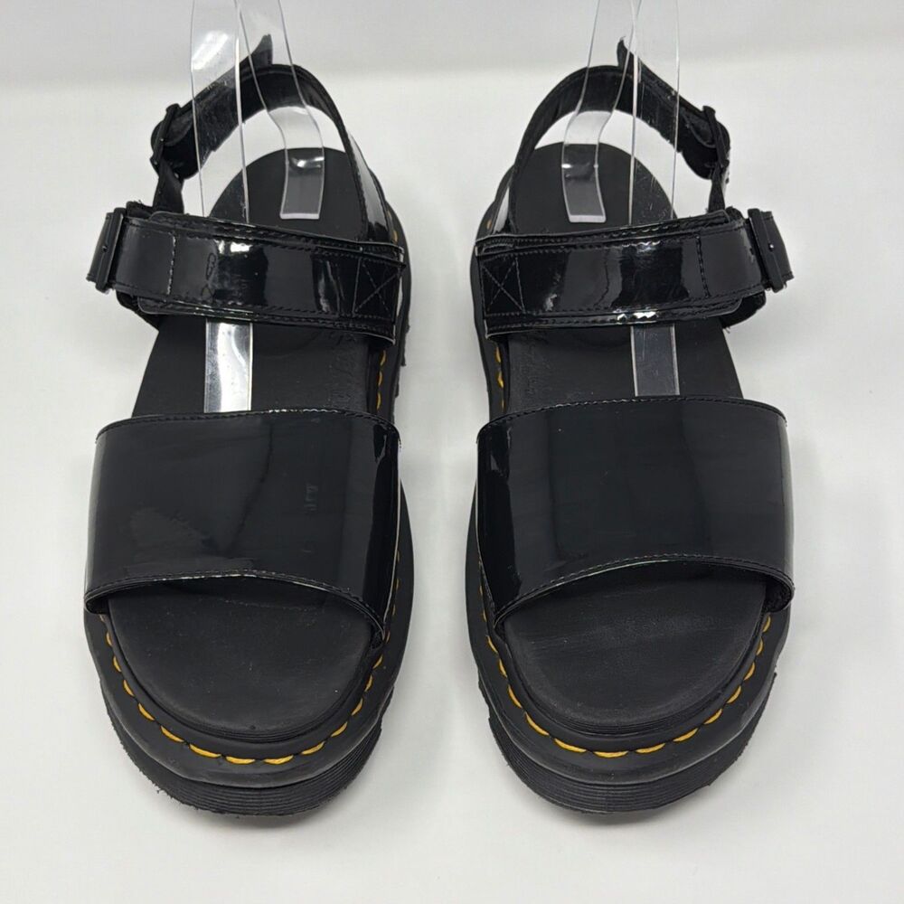 Dr Martens Voss Patent Platform Sandals Black Womens 10 Buckle - Picture 12 of 16